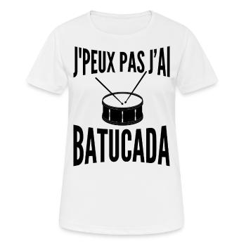 Batucada | Percussion | Samba - T-shirt respirant Femme - blanc - Devant - AI Model Female 172 dark (172cm)