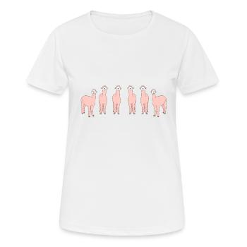 Alpaka-Fotoshooting - Frauen T-Shirt atmungsaktiv - Weiß - Vorne - AI Model Female 172 dark (172cm)
