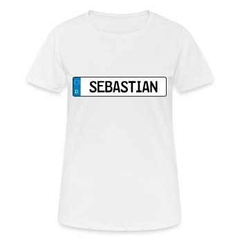 Sebastian Namensschild Geschenk - Frauen T-Shirt atmungsaktiv - Weiß - Vorne - AI Model Female 172 dark (172cm)