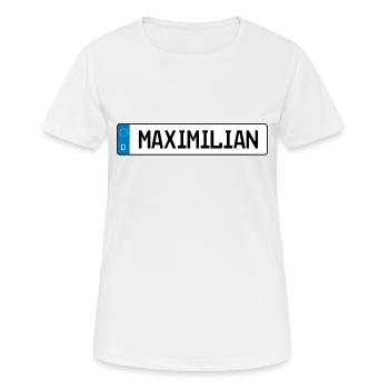 Maximilian Namensschild Geschenk - Frauen T-Shirt atmungsaktiv - Weiß - Vorne - AI Model Female 172 dark (172cm)