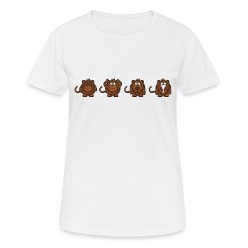Singes ne voyant rien à l'écoute disant Smartphone - T-shirt respirant Femme - blanc - Devant - AI Model Female 172 dark (172cm)
