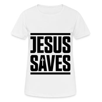jesus saves - T-shirt respirant Femme - blanc - Devant - AI Model Female 172 dark (172cm)