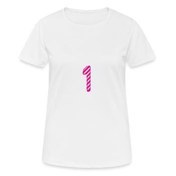 1. 1 AN. 1er ANNIVERSAIRE. ANNIVERSAIRE 1 AN - T-shirt respirant Femme - blanc - Devant - AI Model Female 172 dark (172cm)