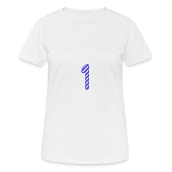 1. 1 AN. 1er ANNIVERSAIRE. ANNIVERSAIRE 1 AN - T-shirt respirant Femme - blanc - Devant - AI Model Female 172 dark (172cm)
