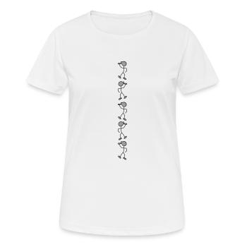 saufmaennchen_2_farbig_5_mal_untereinand - Frauen T-Shirt atmungsaktiv - Weiß - Vorne - AI Model Female 172 dark (172cm)