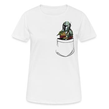 der Mandalorianer mit dem Baby in der Tasche - Frauen T-Shirt atmungsaktiv - Weiß - Vorne - AI Model Female 172 dark (172cm)