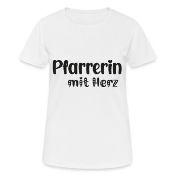 Pfarrerin mit Herz Jesus Glaube Kirche - Frauen T-Shirt atmungsaktiv - Weiß - Vorne - AI Model Female 172 dark (172cm)