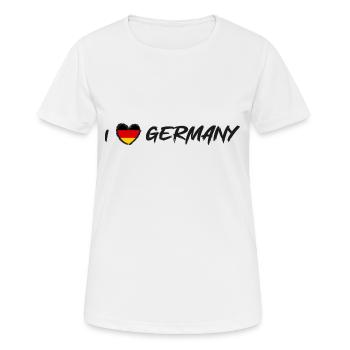 I Love Germany Deutschlandflagge Herz - Frauen T-Shirt atmungsaktiv - Weiß - Vorne - AI Model Female 172 dark (172cm)