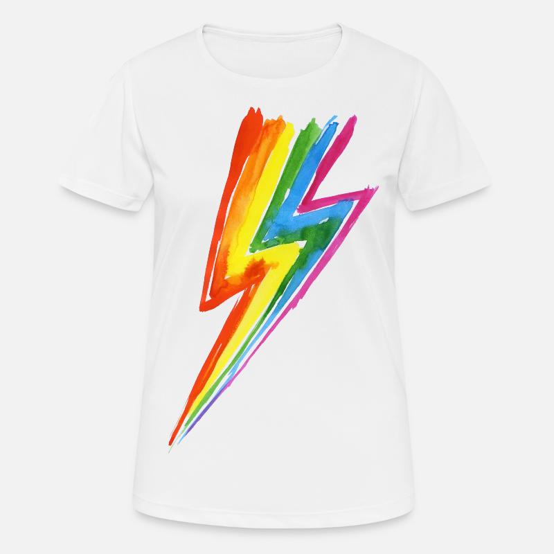 Rainbow Power Blitz - Hit by rainbow lightning! - Women's Breathable T-Shirt - white