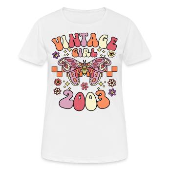 Groovy und Retro 2003 Frau 20 Jahre Jubiläum - Frauen T-Shirt atmungsaktiv - Weiß - Vorne - AI Model Female 172 dark (172cm)