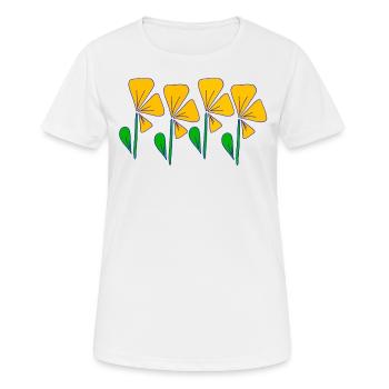 Iza Fabian-Gelbe Blumen Retro Style - Frauen T-Shirt atmungsaktiv - Weiß - Vorne - AI Model Female 172 dark (172cm)