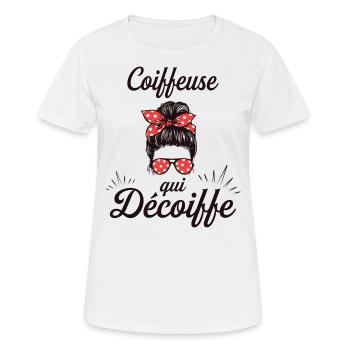 Chignon Métier Coiffeuse Géniale Super Coiffeuse - T-shirt respirant Femme - blanc - Devant - AI Model Female 172 dark (172cm)