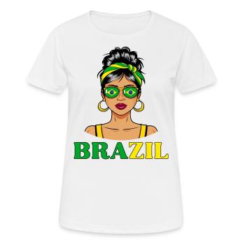 Brasilien Flagge Brasilianische Frauen - Frauen T-Shirt atmungsaktiv - Weiß - Vorne - AI Model Female 172 dark (172cm)
