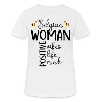 Positive Girl Belgian Woman - Women's Breathable T-Shirt - white - Front - AI Model Female 172 dark (172cm)