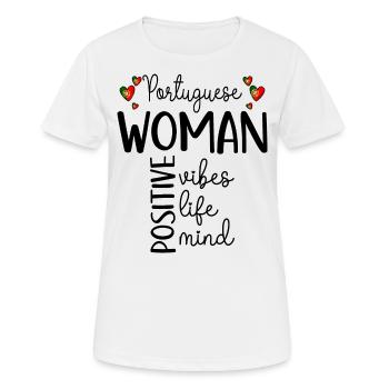 Fille Positive Femme Portugaise - T-shirt respirant Femme - blanc - Devant - AI Model Female 172 dark (172cm)