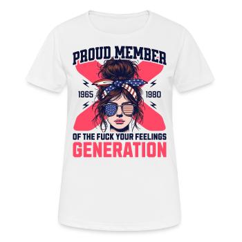 Frau Dutt USA Humor Generation X - Frauen T-Shirt atmungsaktiv - Weiß - Vorne - AI Model Female 172 dark (172cm)