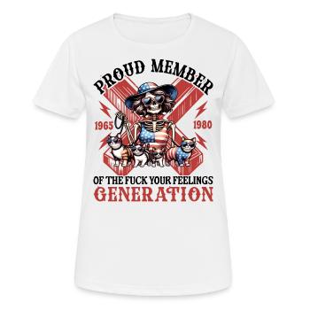 Katze Frau Humor Generation X - Frauen T-Shirt atmungsaktiv - Weiß - Vorne - AI Model Female 172 dark (172cm)