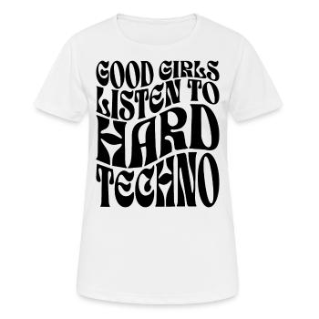 Girls Listen To Hard Techno EDM - Women's Breathable T-Shirt - white - Front - AI Model Female 172 dark (172cm)