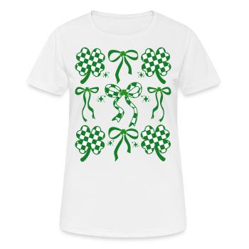 Checkered Clover Bow St. Patrick's Day - Women's Breathable T-Shirt - white - Front - AI Model Female 172 dark (172cm)
