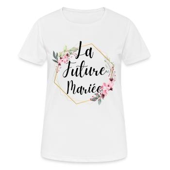 la future mariée evjf cadeau mariée - T-shirt respirant Femme - blanc - Devant - AI Model Female 172 dark (172cm)