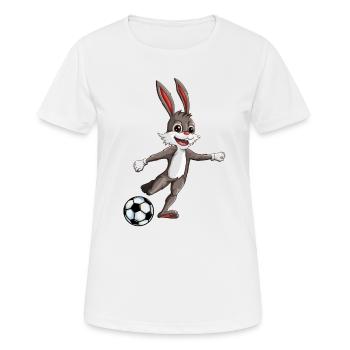 Hasen Fußballfan Fußballoutfit Freizeitsport - Frauen T-Shirt atmungsaktiv - Weiß - Vorne - AI Model Female 172 dark (172cm)
