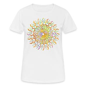 Mandala Yoga tribal Sonne strahlend gelb orange - Frauen T-Shirt atmungsaktiv - Weiß - Vorne - AI Model Female 172 dark (172cm)