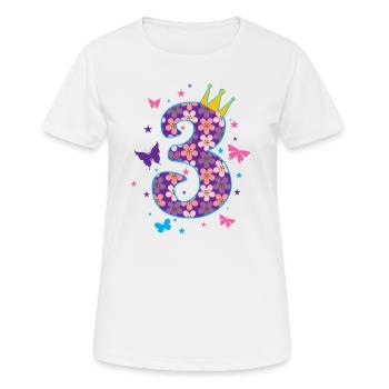 3ème anniversaire fille fille princesse - T-shirt respirant Femme - blanc - Devant - AI Model Female 172 dark (172cm)