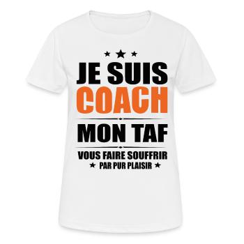 Coach Mon Taf Vous Faire Souffrir Humour Sportif - T-shirt respirant Femme - blanc - Devant - AI Model Female 172 dark (172cm)