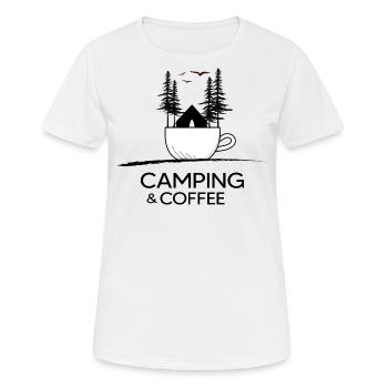 Camping Tents "Camping and Coffee" Outdoor - Women's Breathable T-Shirt - white - Front - AI Model Female 172 dark (172cm)