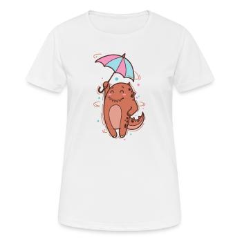 Dino mit Sonnenschirm Dinosaurier Reptil - Frauen T-Shirt atmungsaktiv - Weiß - Vorne - AI Model Female 172 dark (172cm)