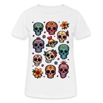 Tête de mort mexicaine - sugar skull - doodle - T-shirt respirant Femme - blanc - Devant - AI Model Female 172 dark (172cm)