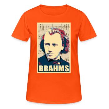 Johannes Brahms - Frauen T-Shirt atmungsaktiv - Neonorange - Vorne - AI Model Female 172 dark (172cm)