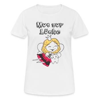 Mut zur Lücke | Lustiges Zahnfee Shirt mit Spruch - Frauen T-Shirt atmungsaktiv - Weiß - Vorne - AI Model Female 172 dark (172cm)