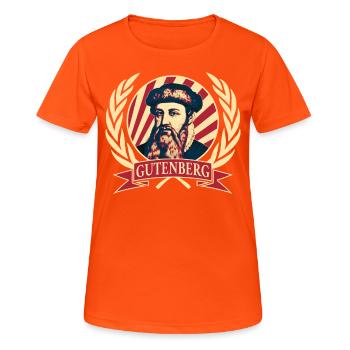 Johannes Gutenberg - Frauen T-Shirt atmungsaktiv - Neonorange - Vorne - AI Model Female 172 dark (172cm)