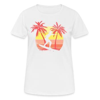 Surfing Woman Wave Girl Sunset Sunset Sunset 80s - T-shirt respirant Femme - blanc - Devant - AI Model Female 172 dark (172cm)