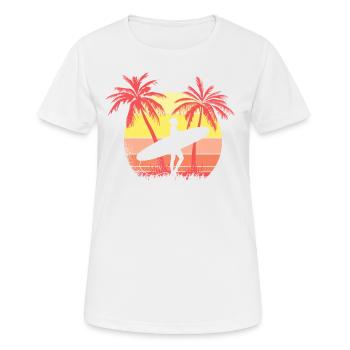 Surfing Board Girl Sunset Sunset Sunset 80s Palm - T-shirt respirant Femme - blanc - Devant - AI Model Female 172 dark (172cm)