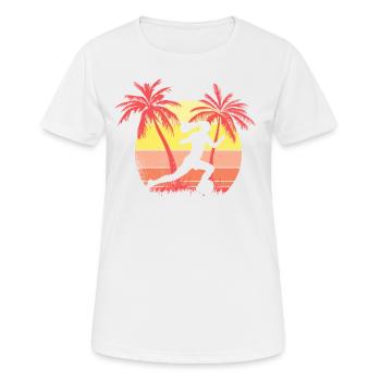 Chica de fútbol corriendo con pelota Sunset - T-shirt respirant Femme - blanc - Devant - AI Model Female 172 dark (172cm)
