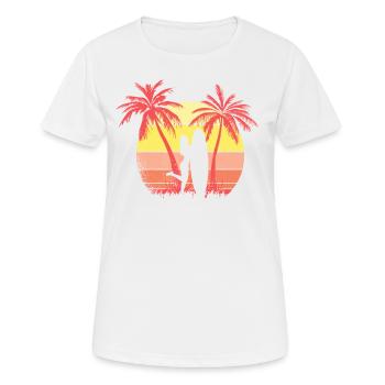 Surfing Board Girl Pose Pose Sunset Sunset 80s - T-shirt respirant Femme - blanc - Devant - AI Model Female 172 dark (172cm)
