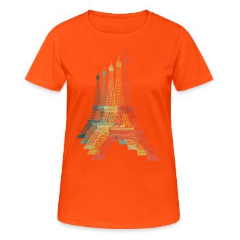 Eifel Tower Retro Vintage Farbe - Frauen T-Shirt atmungsaktiv - Neonorange - Vorne - AI Model Female 172 dark (172cm)