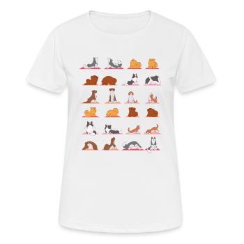 Hundeyoga, Entspannung und Meditation mit Hund - Frauen T-Shirt atmungsaktiv - Weiß - Vorne - AI Model Female 172 dark (172cm)