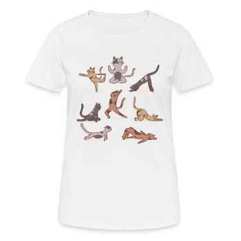 Katzenyoga, Entspannung und Meditation mit Katze - Frauen T-Shirt atmungsaktiv - Weiß - Vorne - AI Model Female 172 dark (172cm)