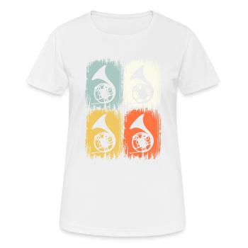 Retro Blaskapelle Waldhorn & Hornist - Frauen T-Shirt atmungsaktiv - Weiß - Vorne - AI Model Female 172 dark (172cm)