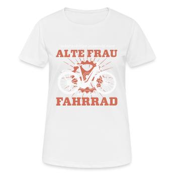 Unterschätze niemals eine alte Frau, Fahrrad - Frauen T-Shirt atmungsaktiv - Weiß - Vorne - AI Model Female 172 dark (172cm)