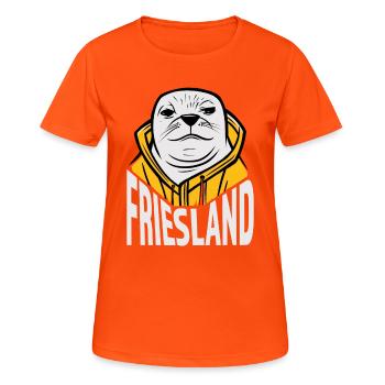 Frise, Freche Robbe avec frise - T-shirt respirant Femme - orange néon - Devant - AI Model Female 172 dark (172cm)