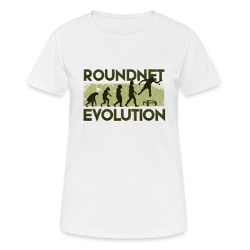 Roundnet Evolution - Frauen T-Shirt atmungsaktiv - Weiß - Vorne - AI Model Female 172 dark (172cm)
