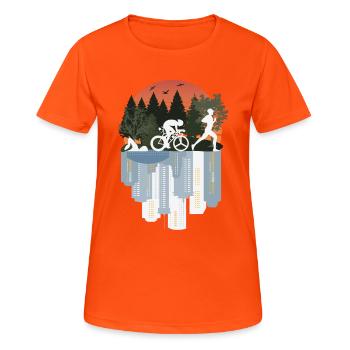 Triathlon, wundervolle Natur - Frauen T-Shirt atmungsaktiv - Neonorange - Vorne - AI Model Female 172 dark (172cm)