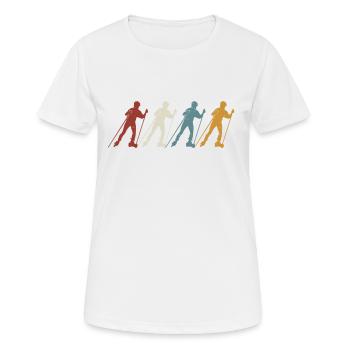 Retro vintage Nordic Skating - Frauen T-Shirt atmungsaktiv - Weiß - Vorne - AI Model Female 172 dark (172cm)