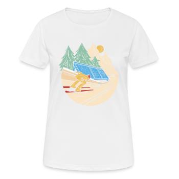 Skispringer auf der Sprungschanze, Zieeeehhh - Frauen T-Shirt atmungsaktiv - Weiß - Vorne - AI Model Female 172 dark (172cm)