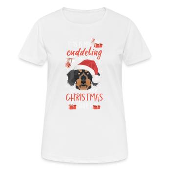 Rough-haired dachshund Christmas - Women's Breathable T-Shirt - white - Front - AI Model Female 172 dark (172cm)