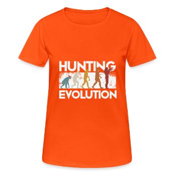 Jägerin Evolution - Frauen T-Shirt atmungsaktiv - Neonorange - Vorne - AI Model Female 172 dark (172cm)